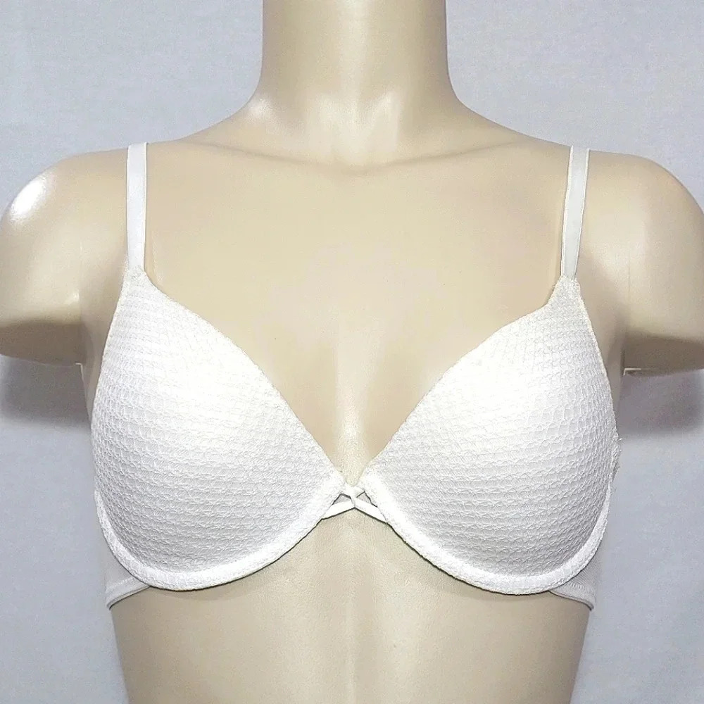 32B Xhilaration Perfect T-Shirt Strappy Back Underwire Bra White NWT New with
